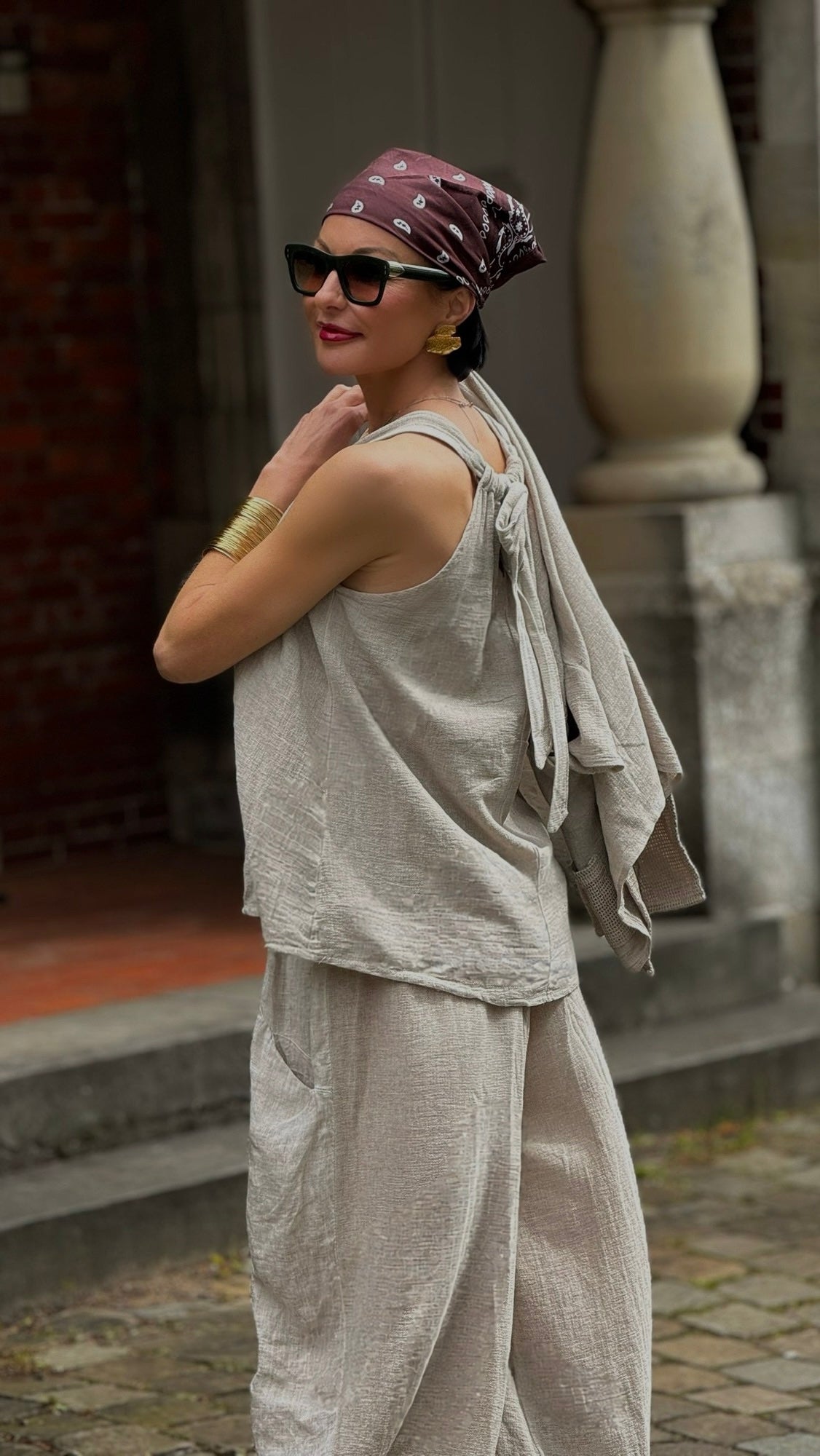 Top linen Sarah taupe