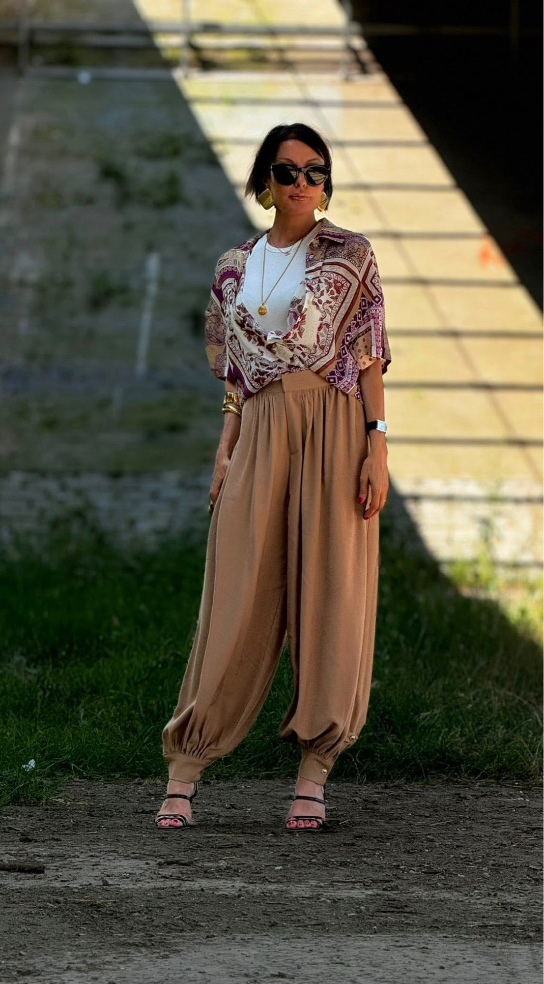 Pants lilac camel