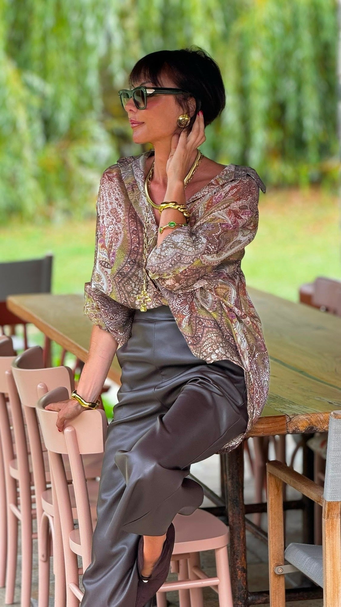Blouse Stella printed green