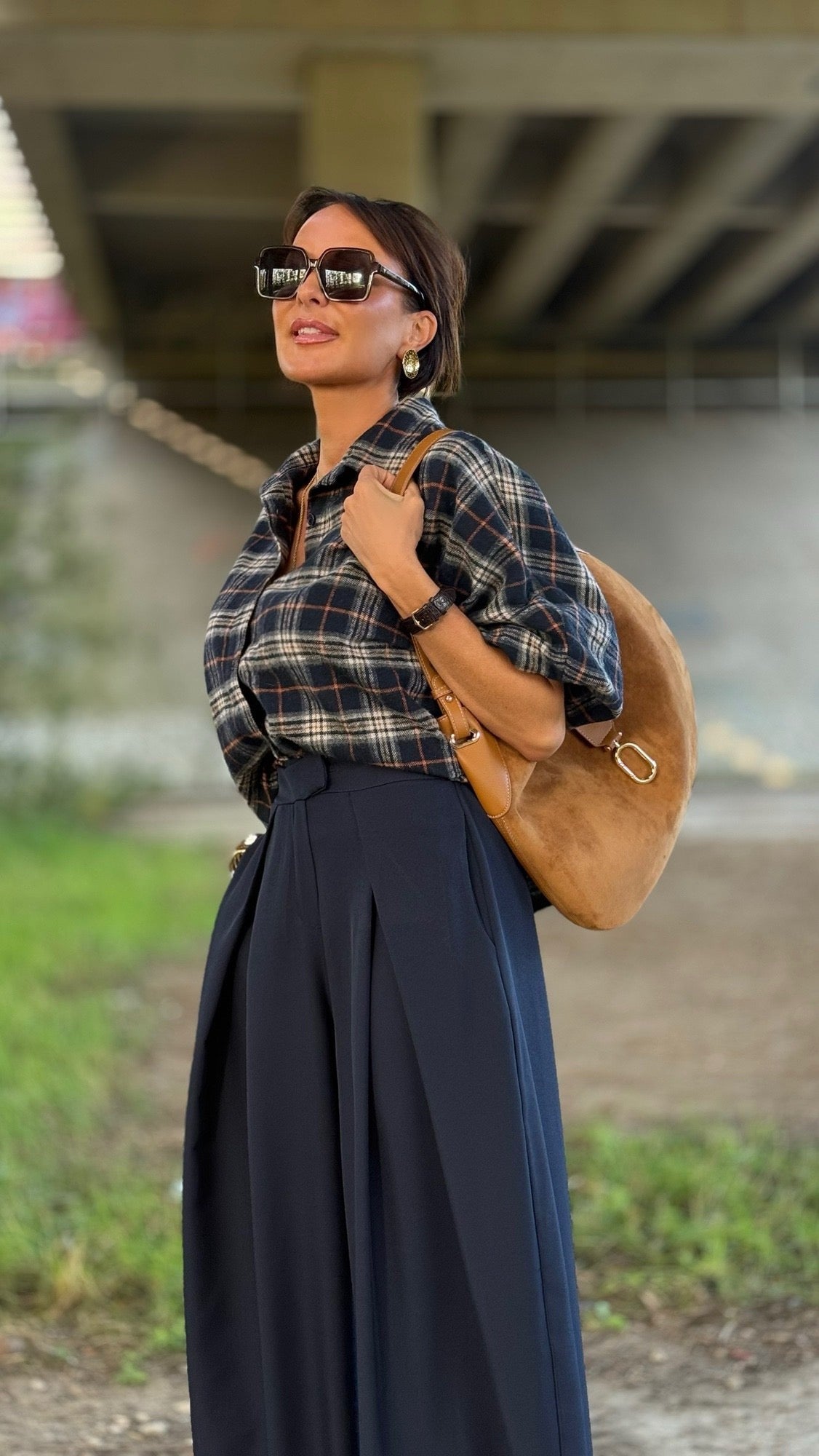 Blouse Tartan camel