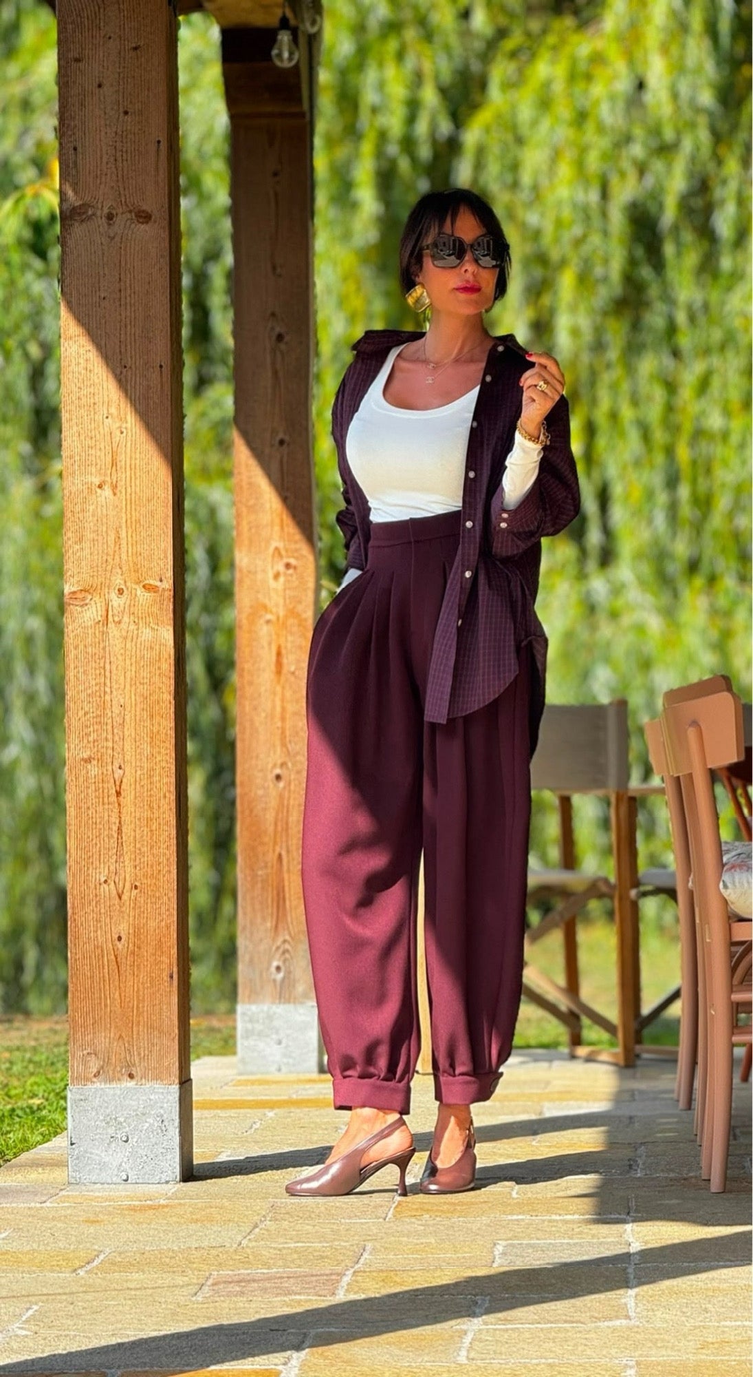 Blouse Evita vichy burgundy