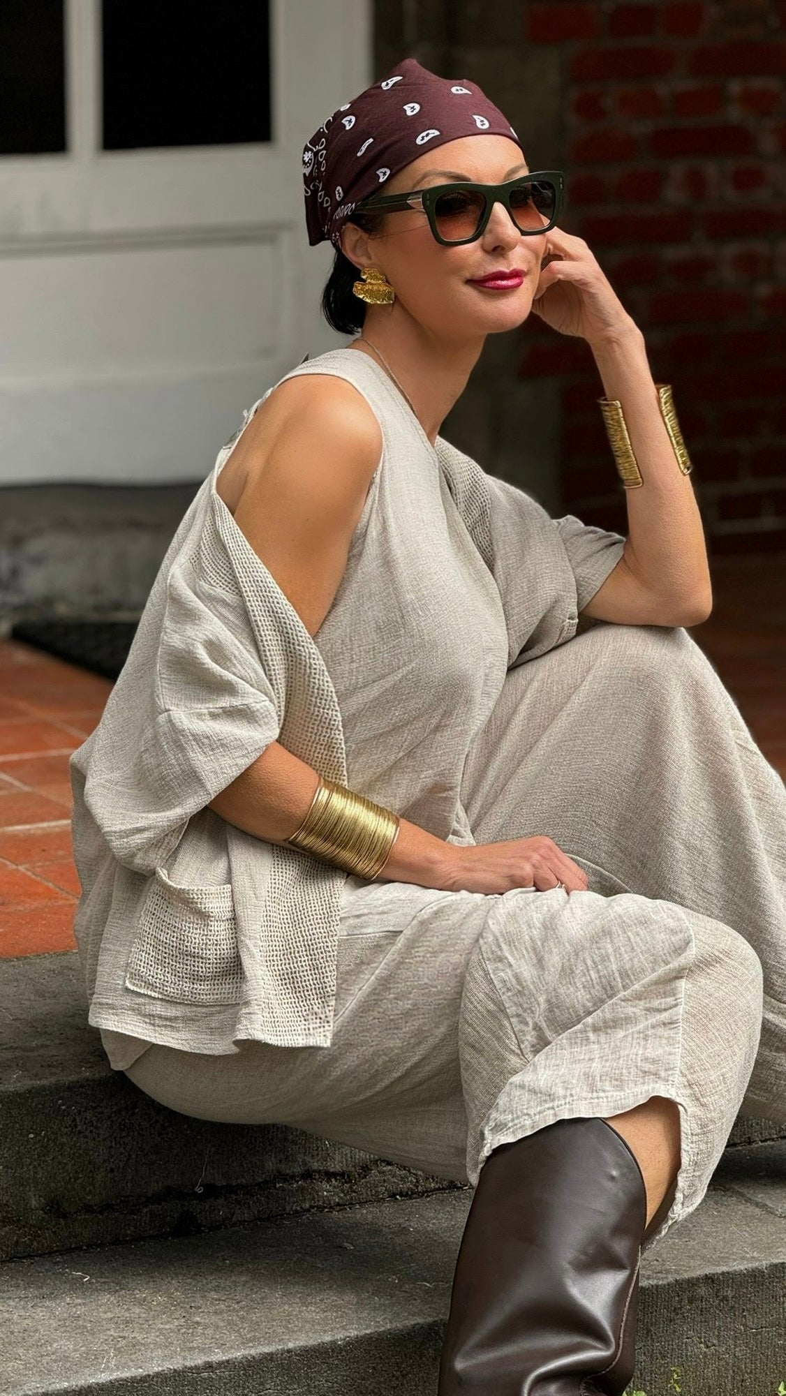 Top linen Sarah taupe