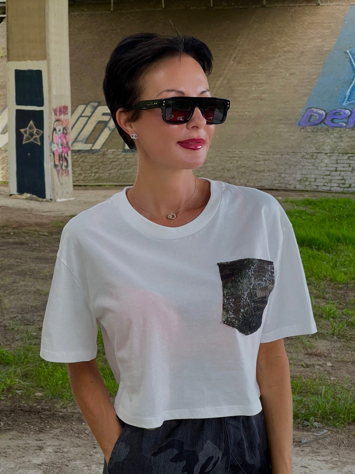 Tee-shirt poche blanc