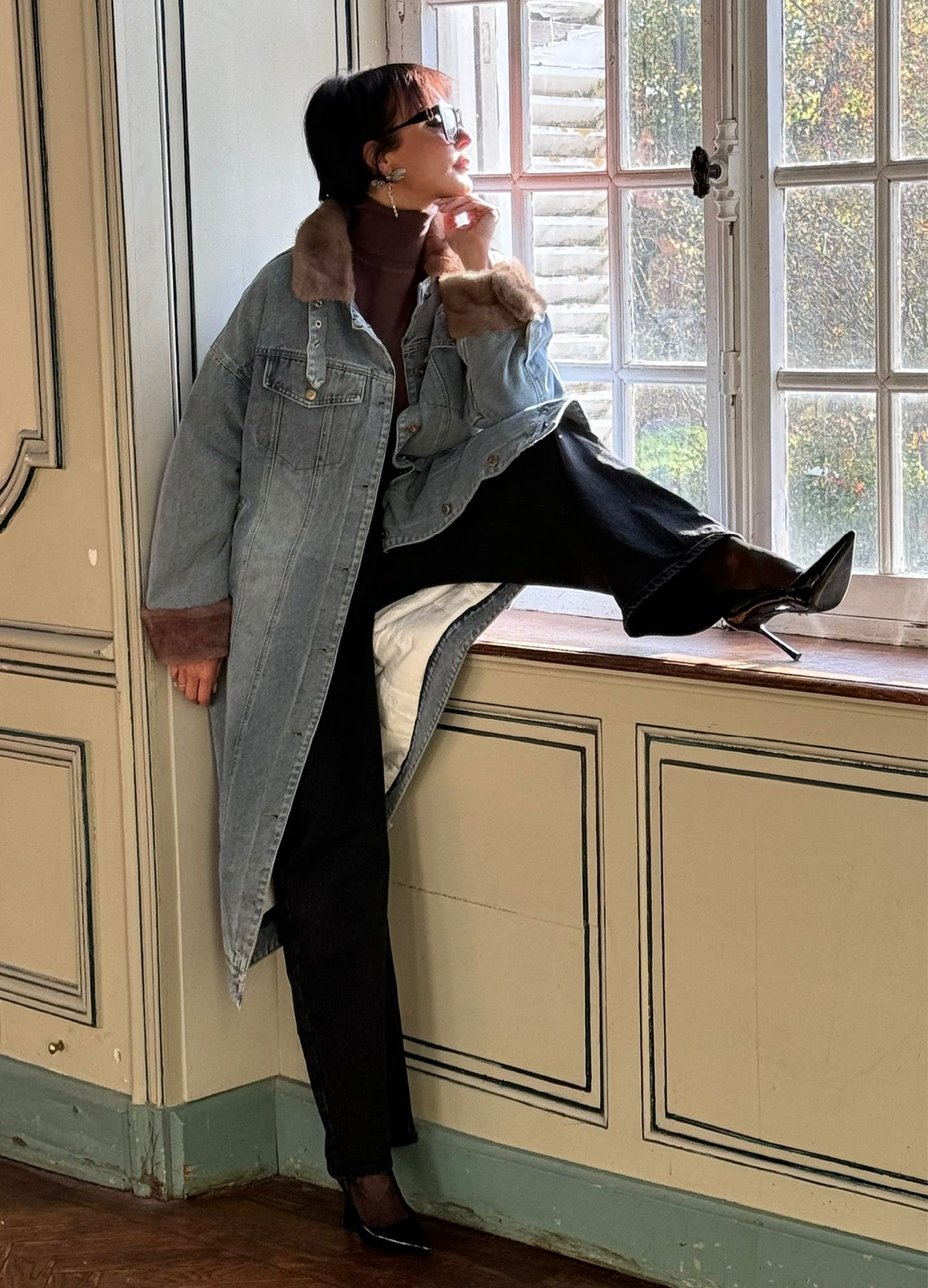 Coat long jeans (gewatteerd)