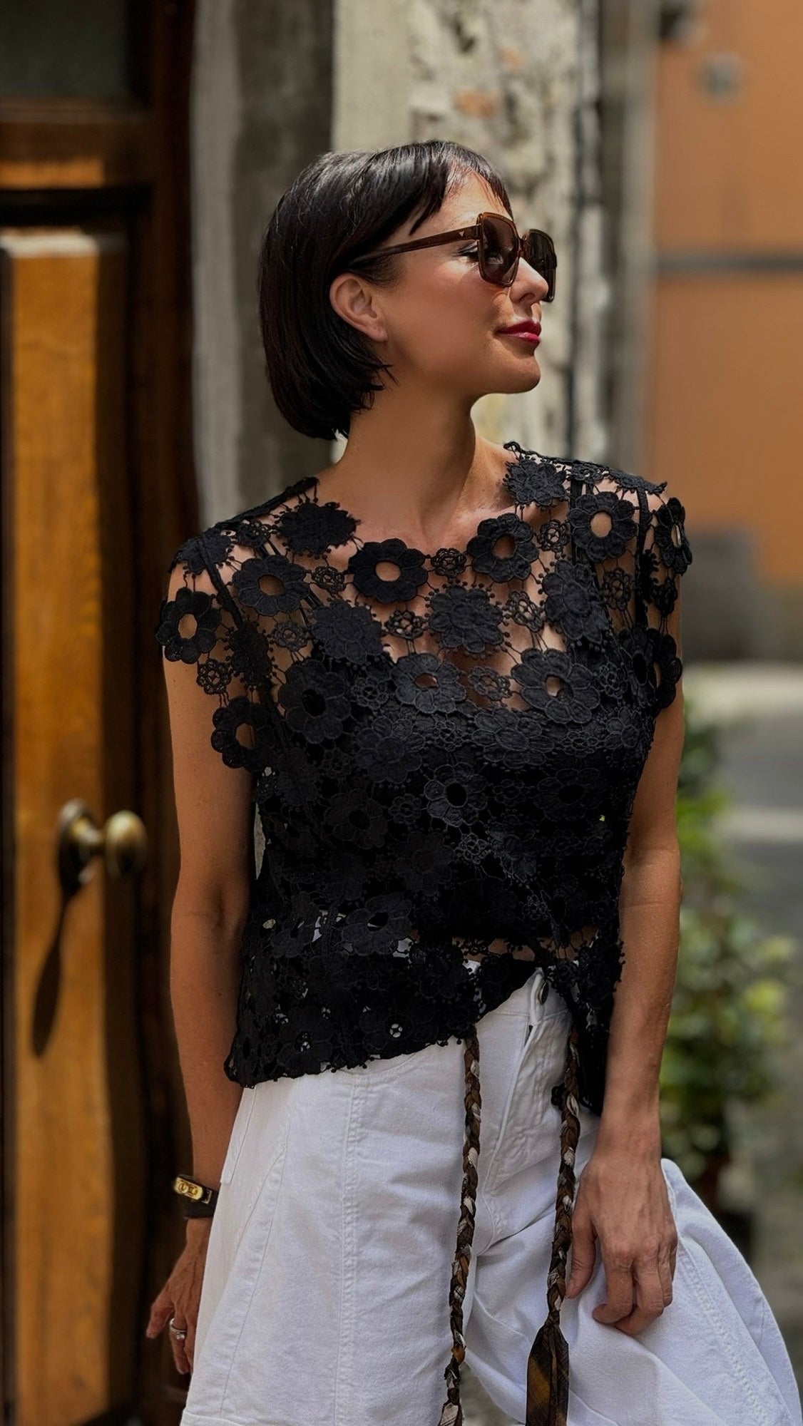 Blouse crochet black