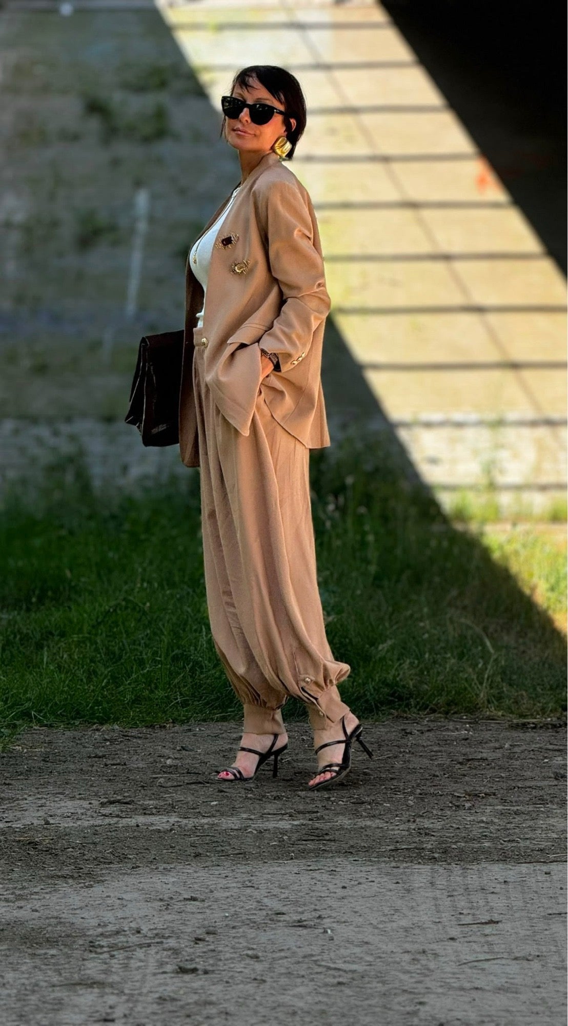 Pants lilac camel