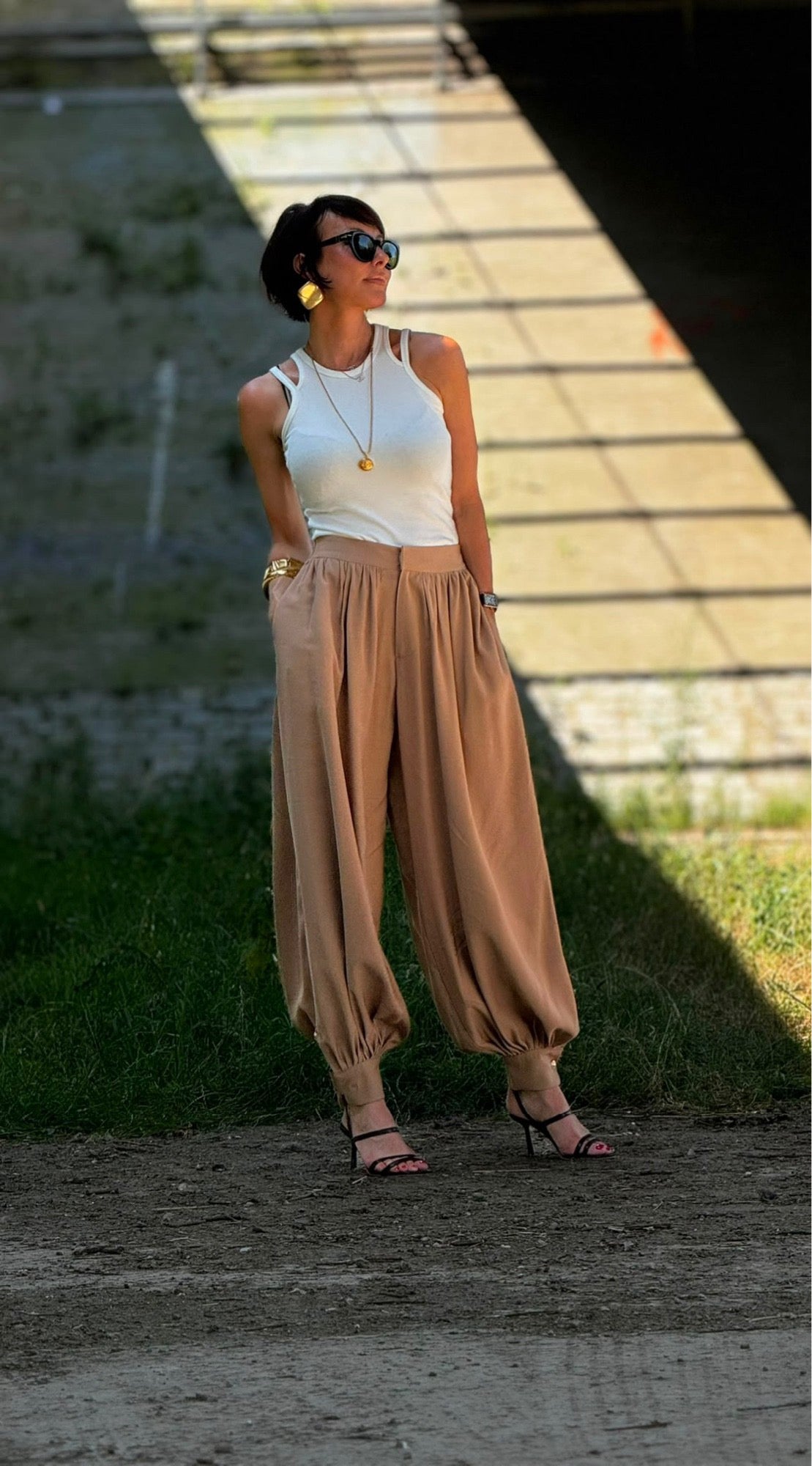 Pants lilac camel