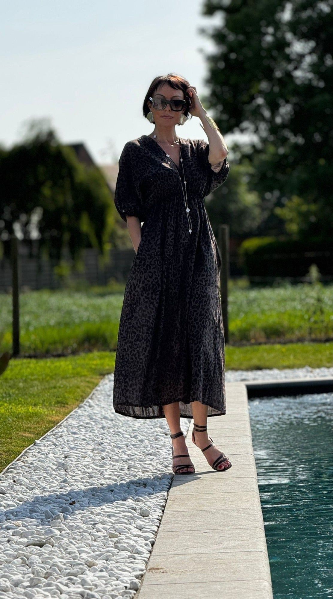 Dress chloe leo taupe