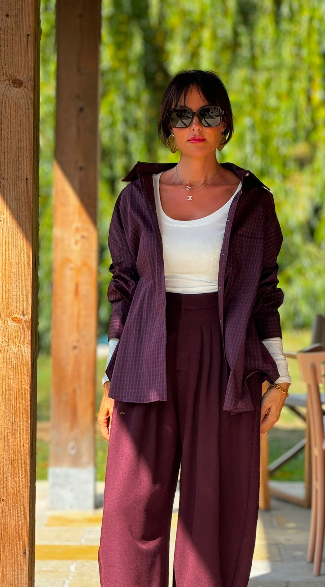Blouse Evita vichy burgundy