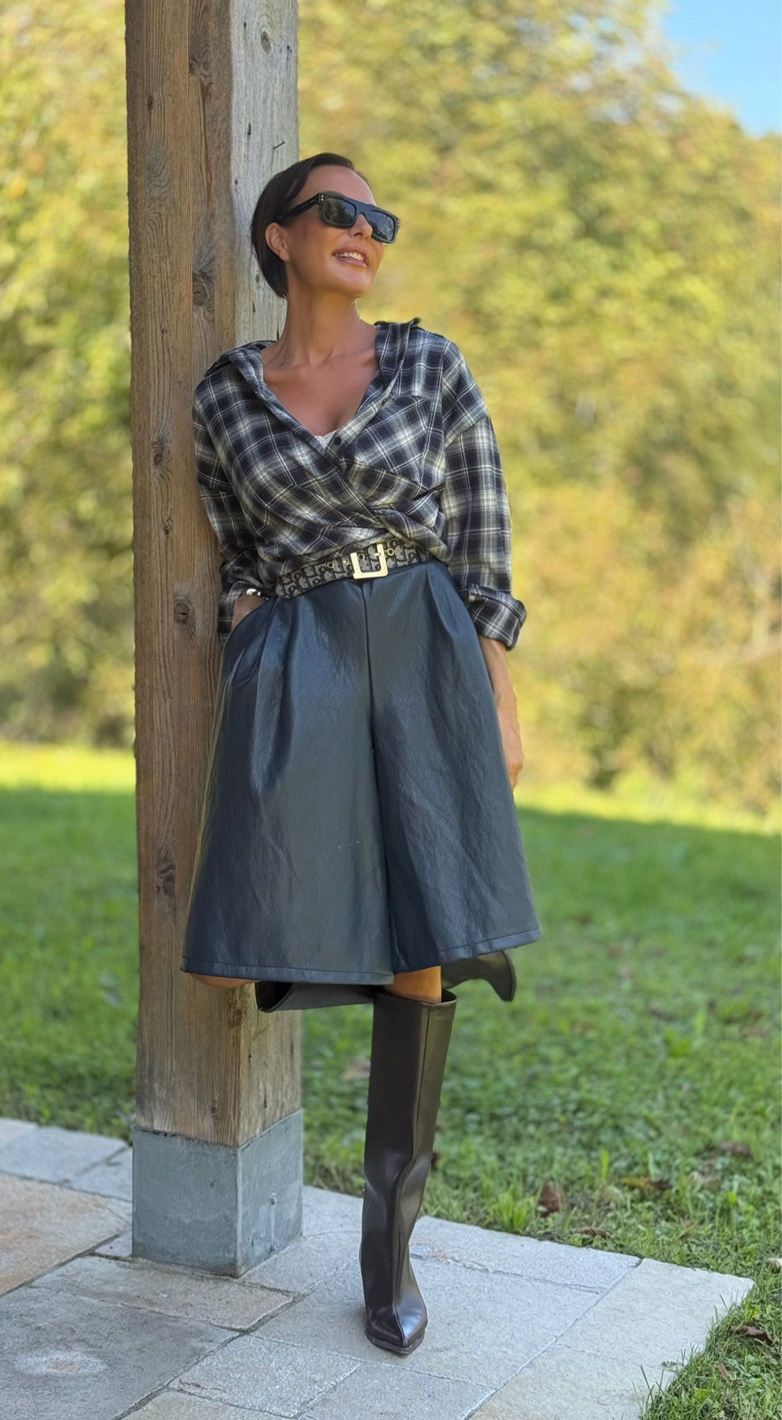 Blouse Bari tartan navy