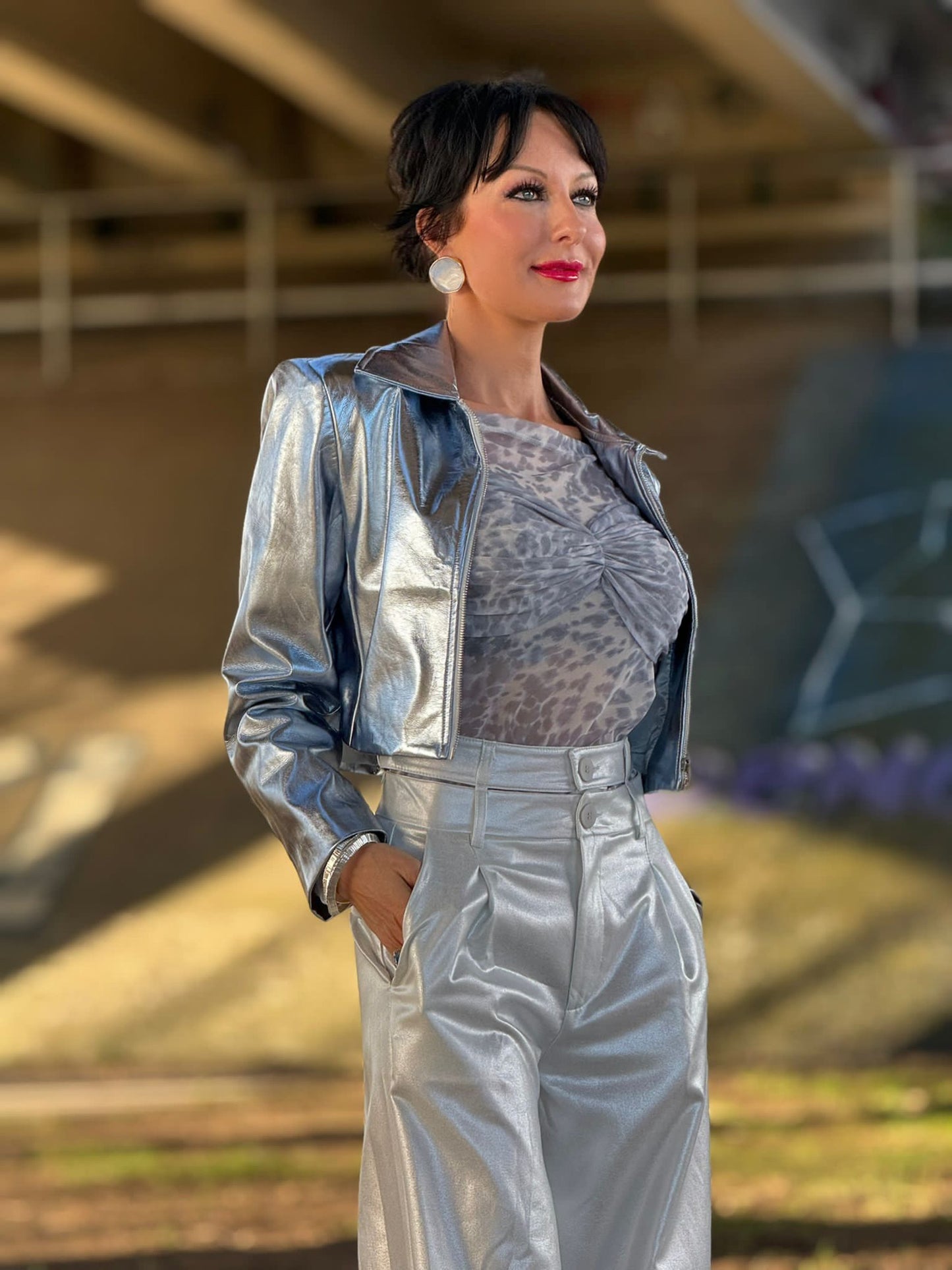 Jacket metallic blue
