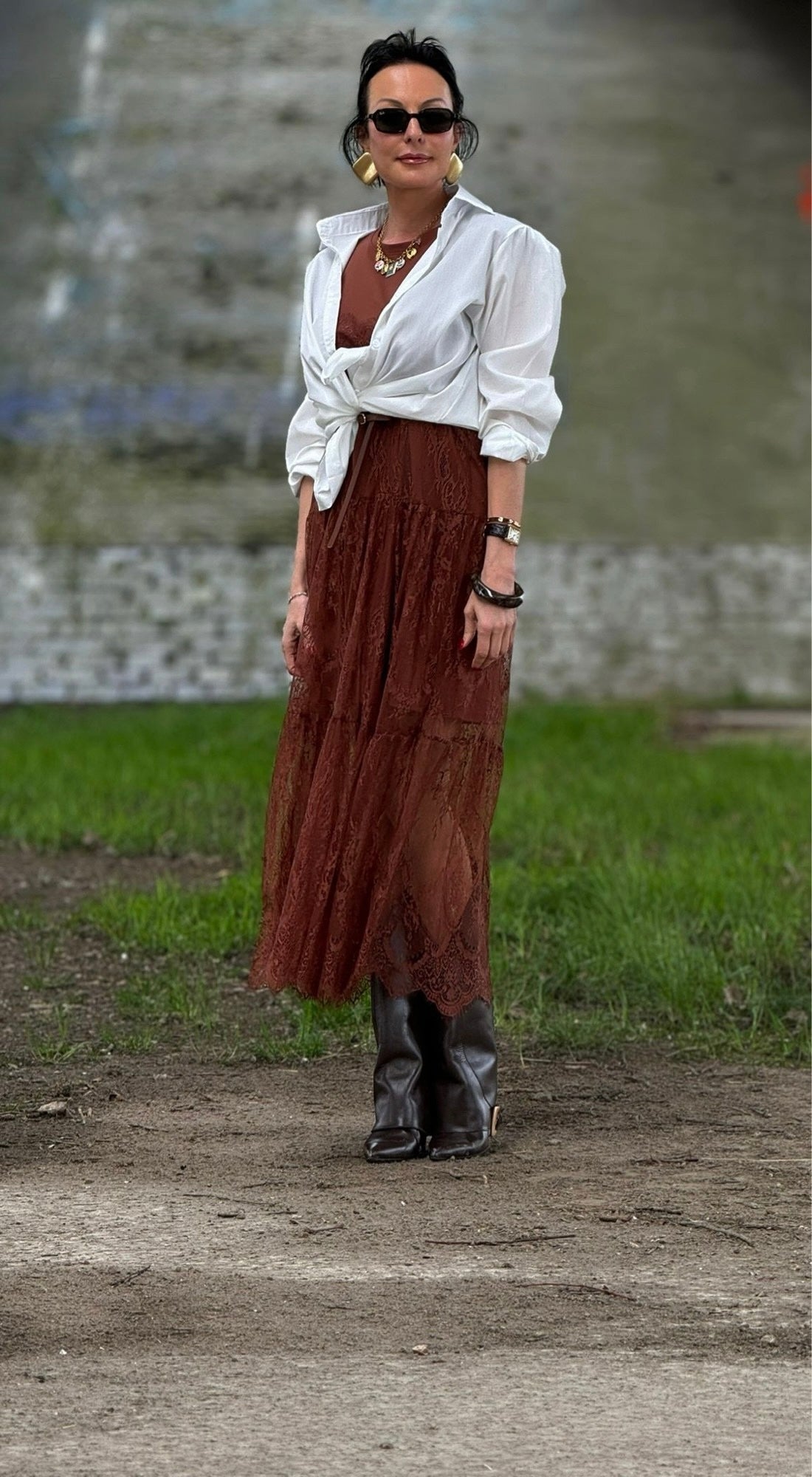 Dress Dusty lace + belt