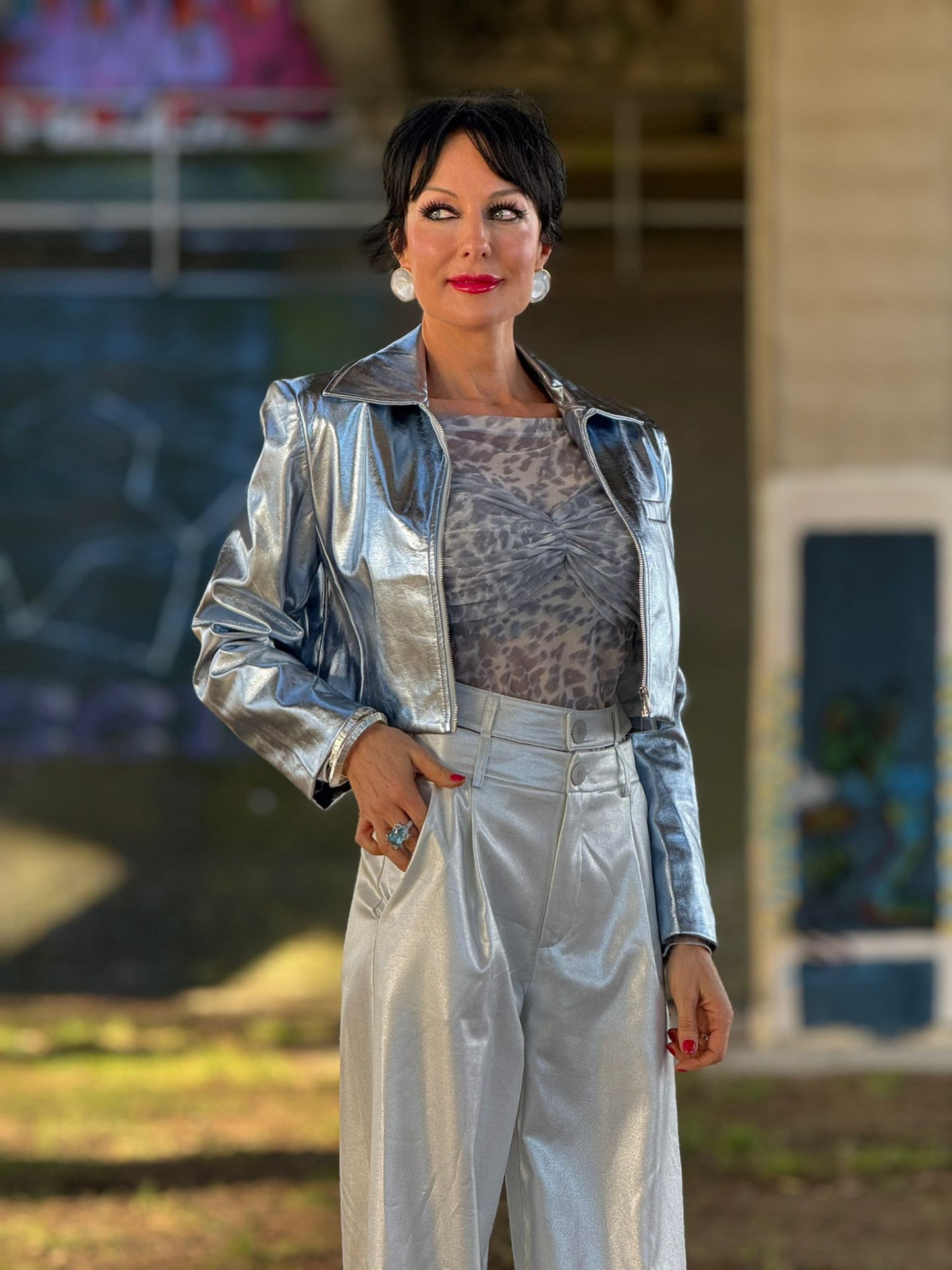 Jacket metallic blue