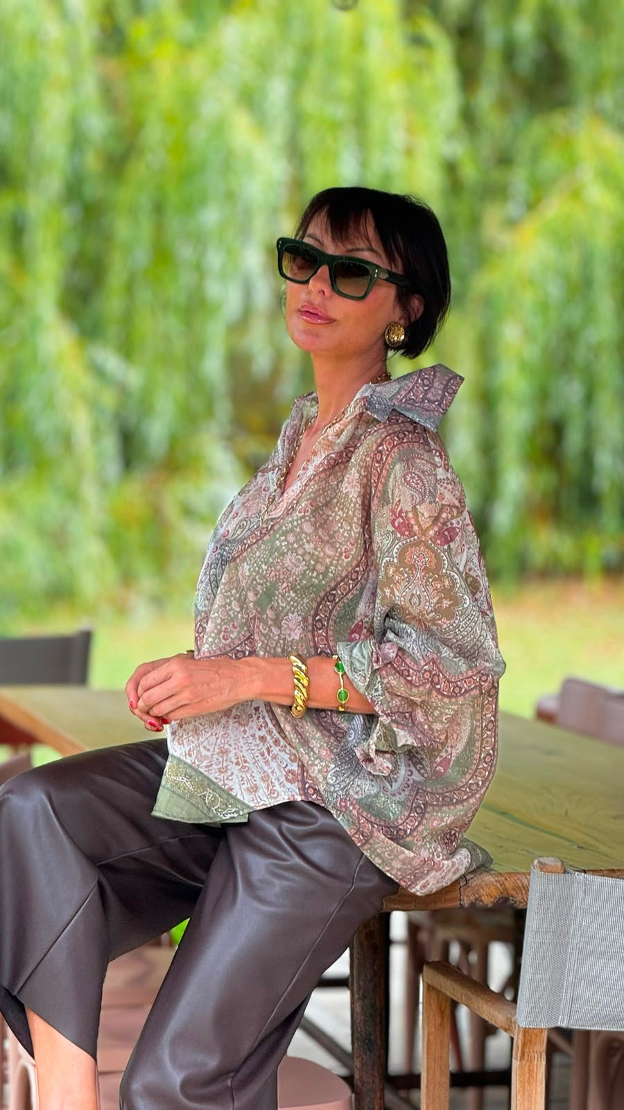 Blouse Stella printed green