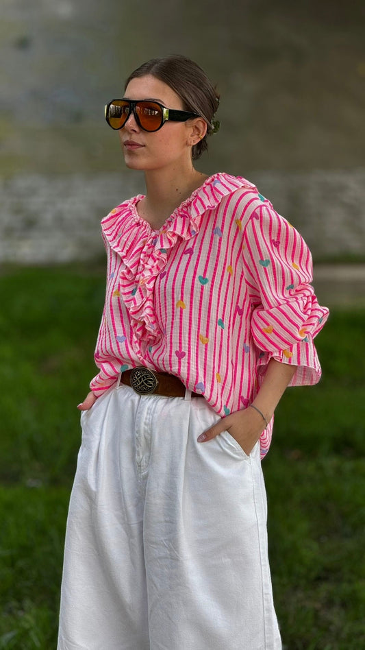 Blouse confetti neon pink