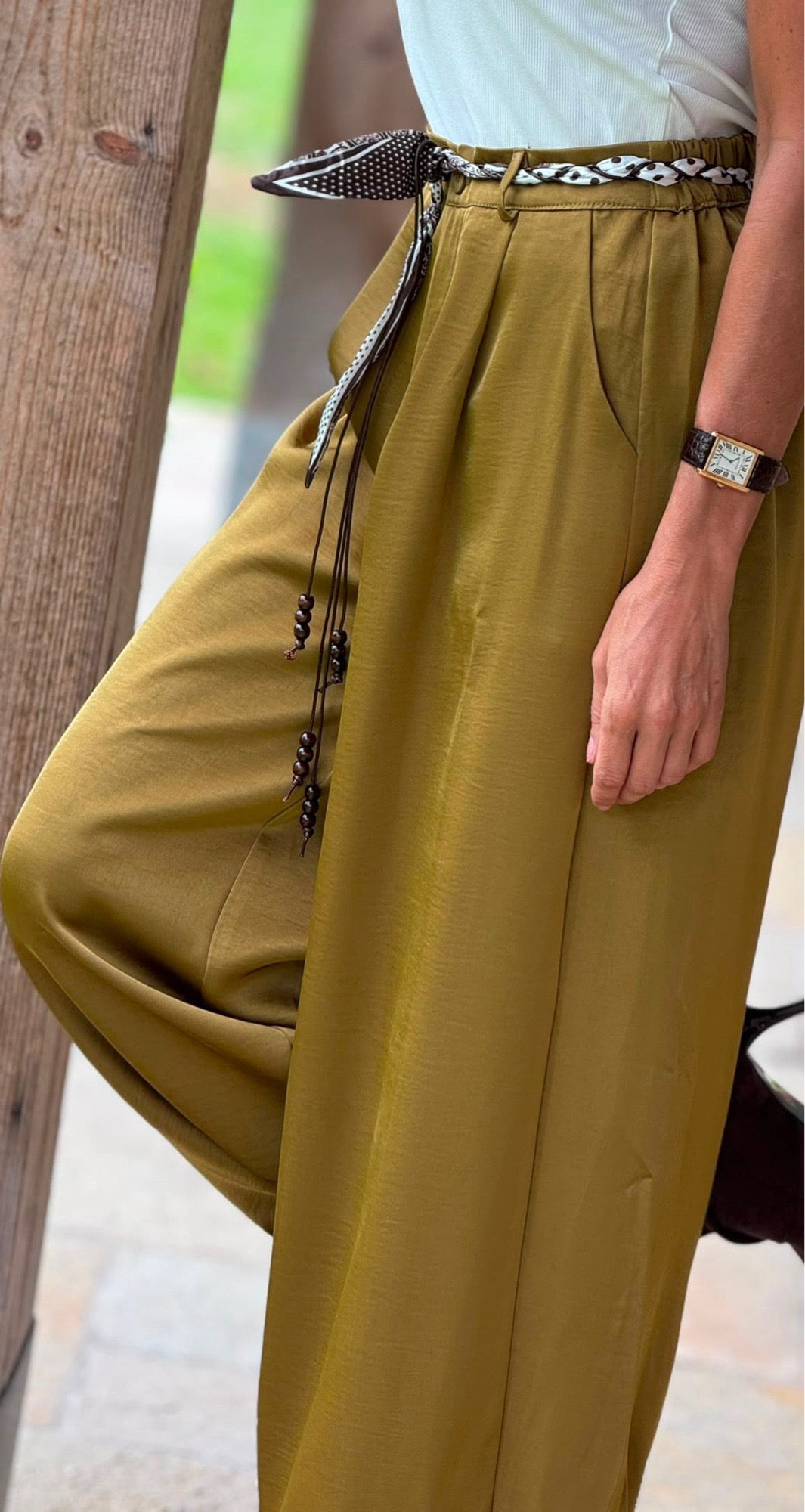Pants Esteban satin poison green