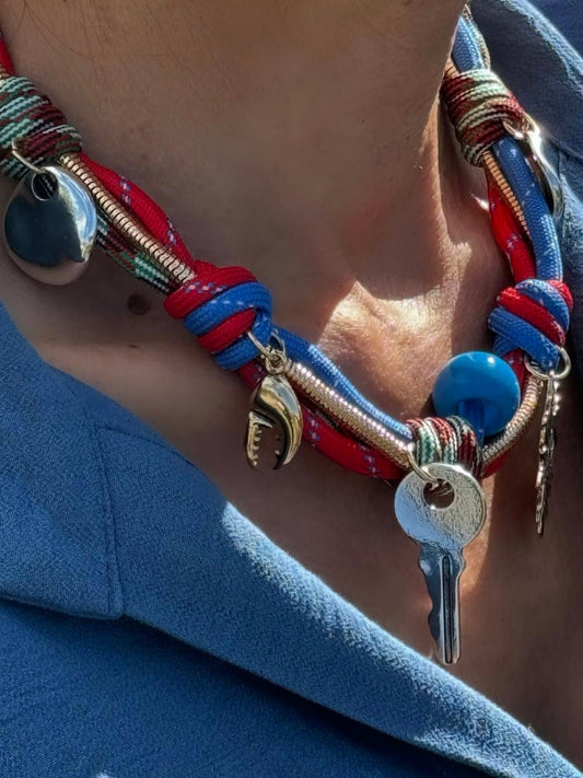 Porte-clés chaîne bleu