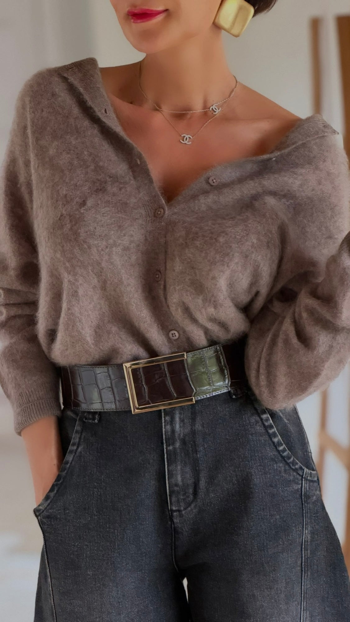 Pull cardigan Chloe taupe