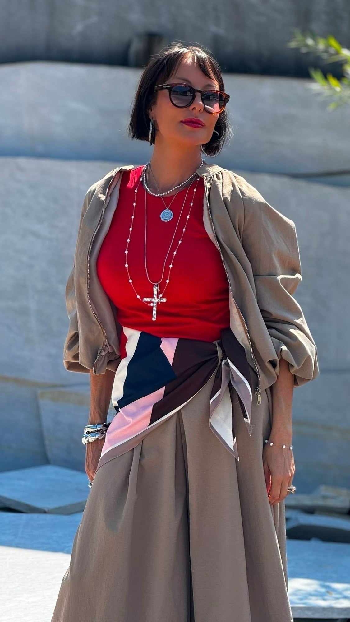Jacket Lucca incl scarf taupe