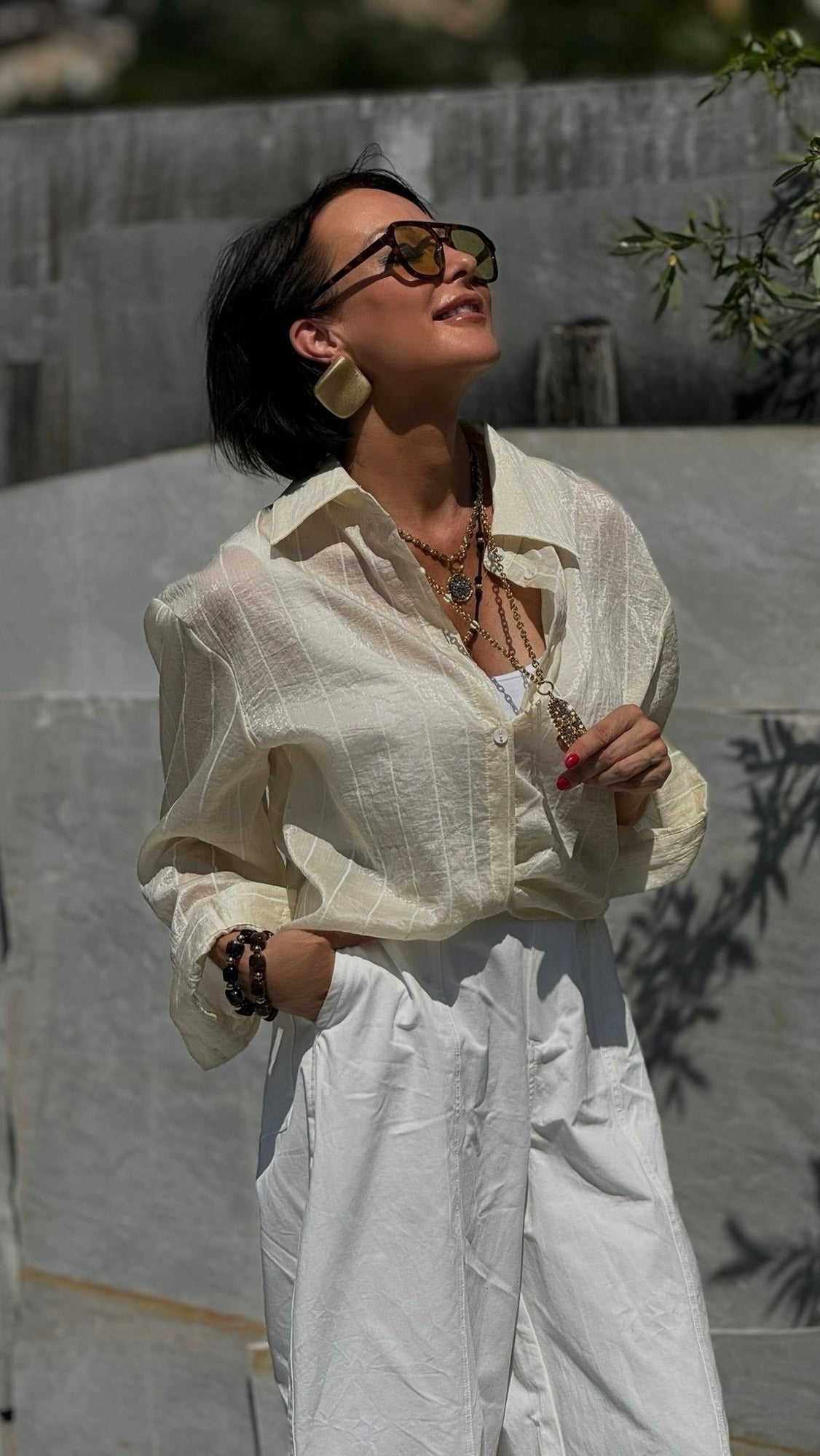 Blouse claire striped cream