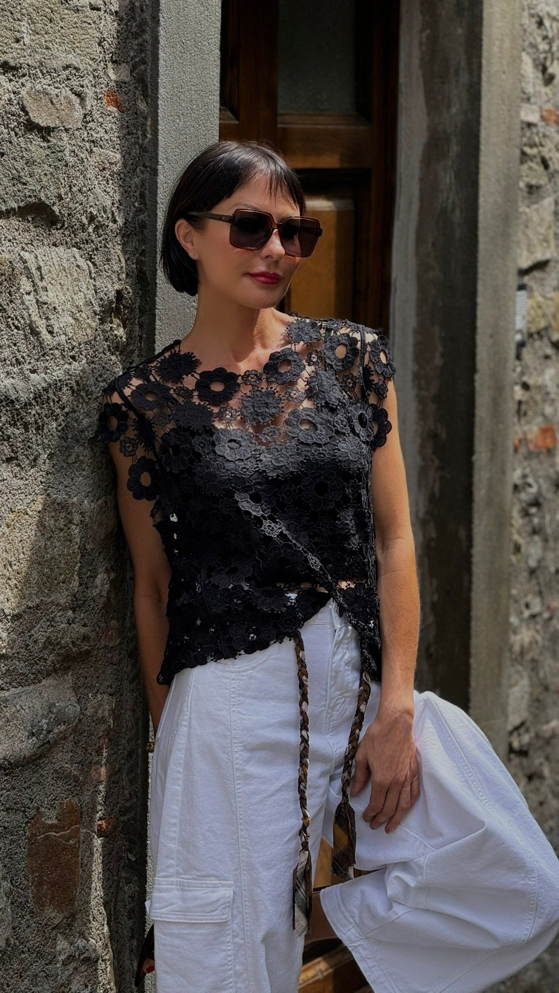 Blouse crochet black