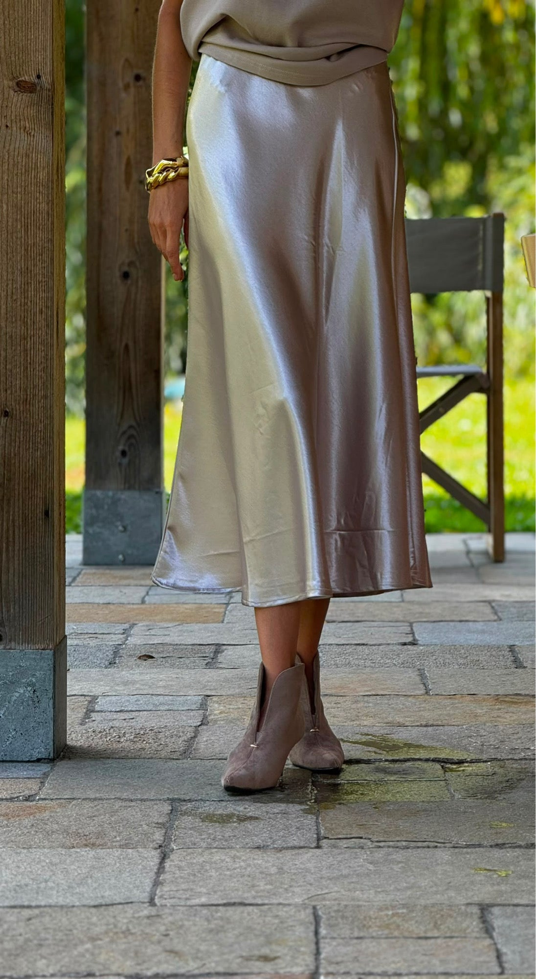 Skirt Stella satin silk silver
