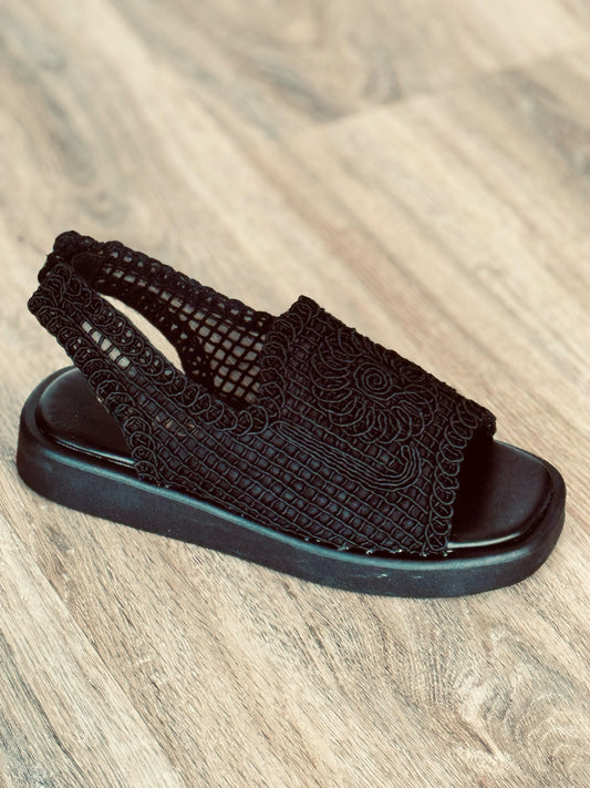 Sandale dentelle noir