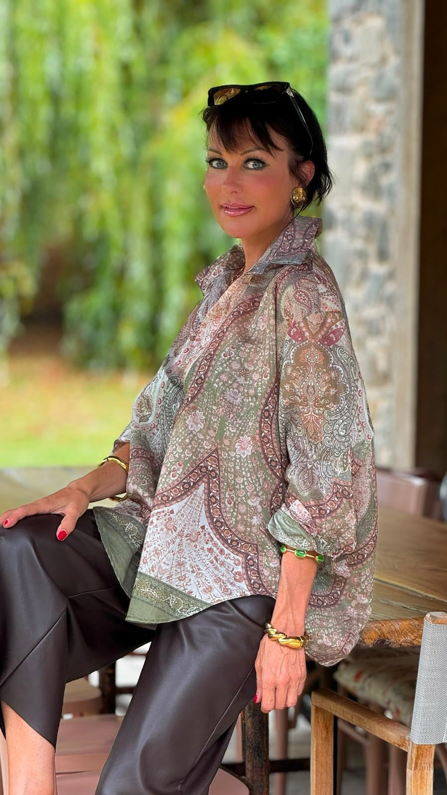 Blouse Stella printed green