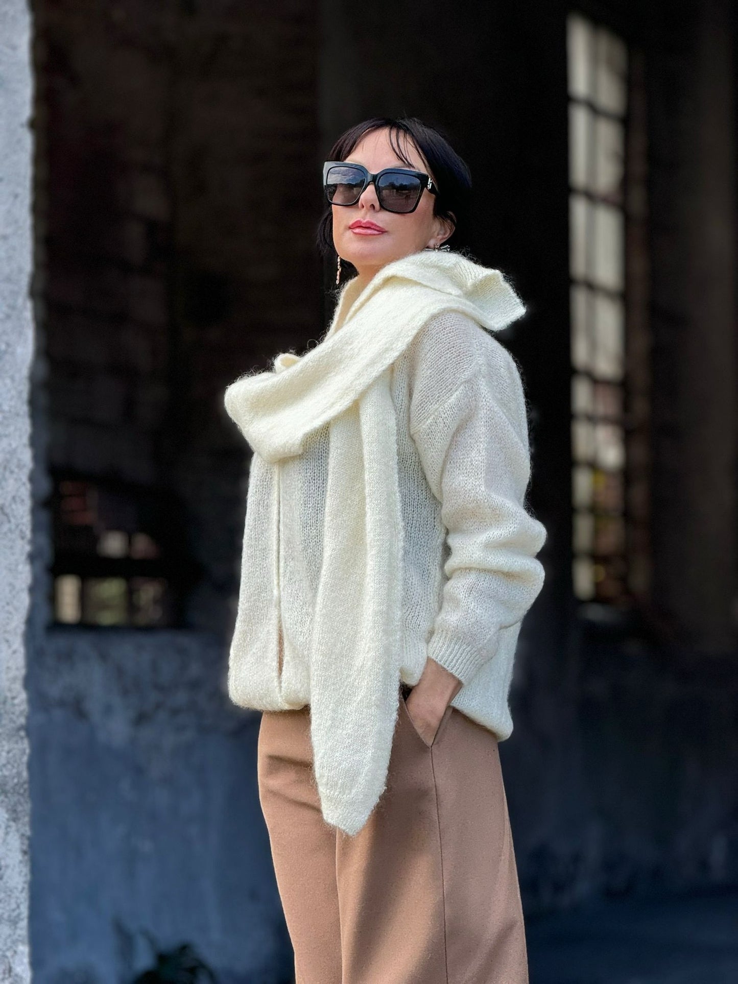 Set pull + scarf Rachel creme