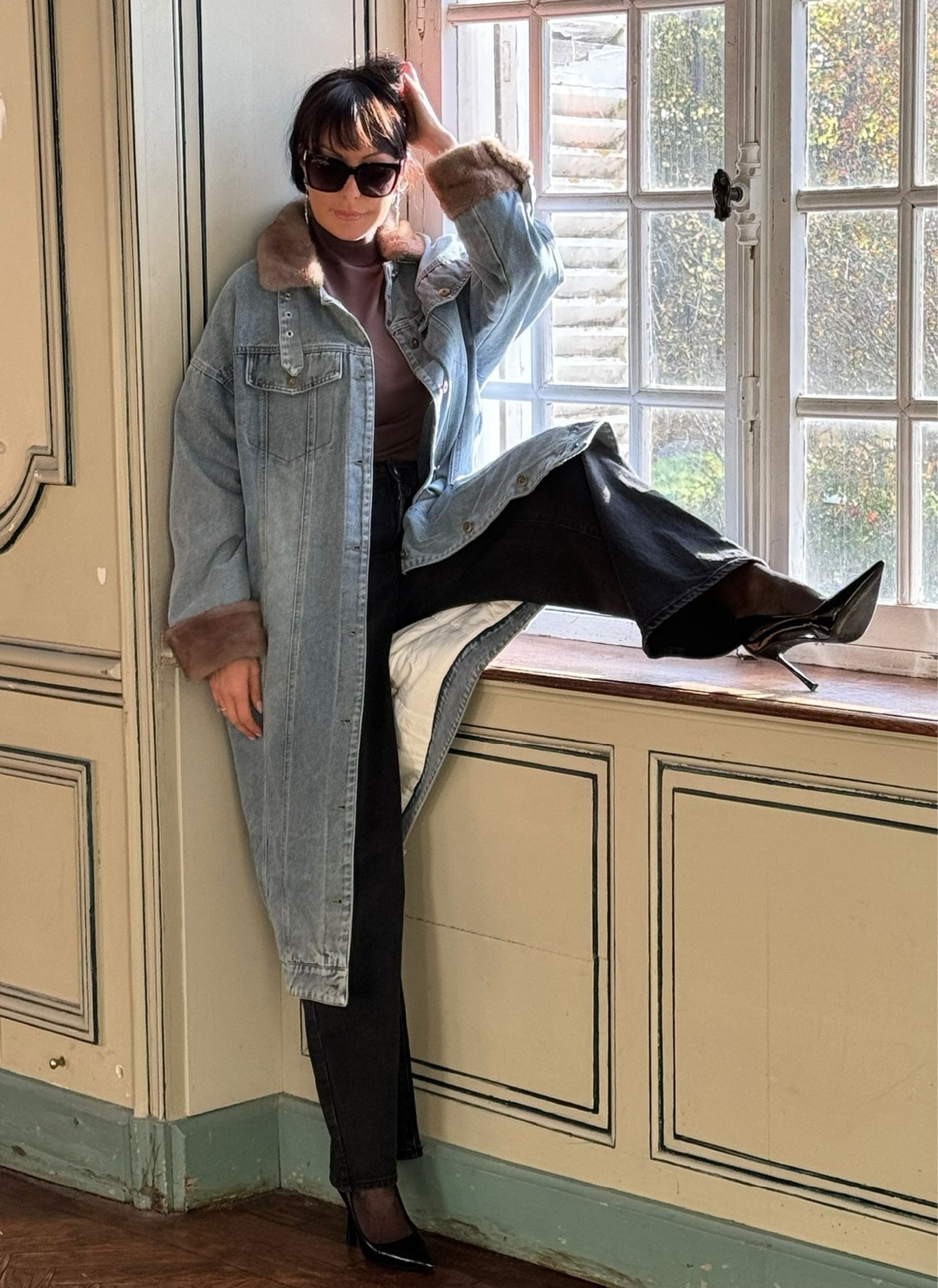 Coat long jeans (gewatteerd)