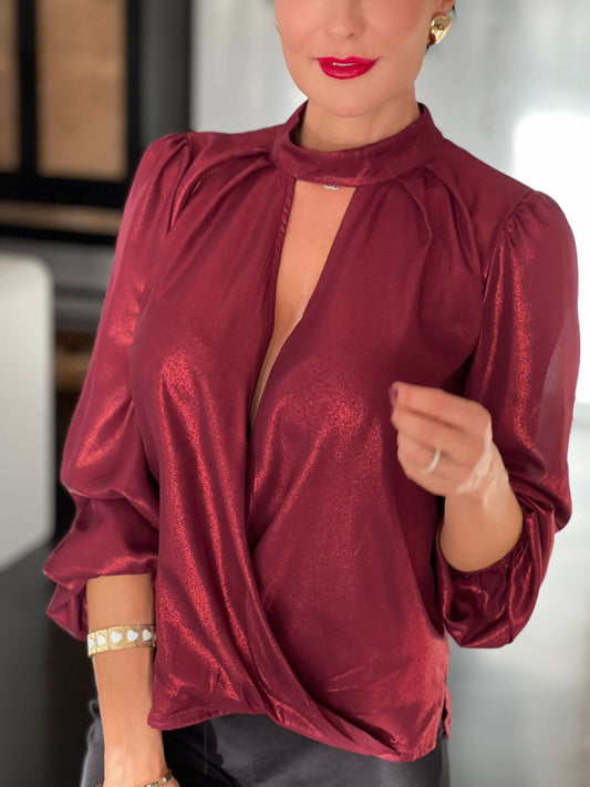Blouse wine red shine