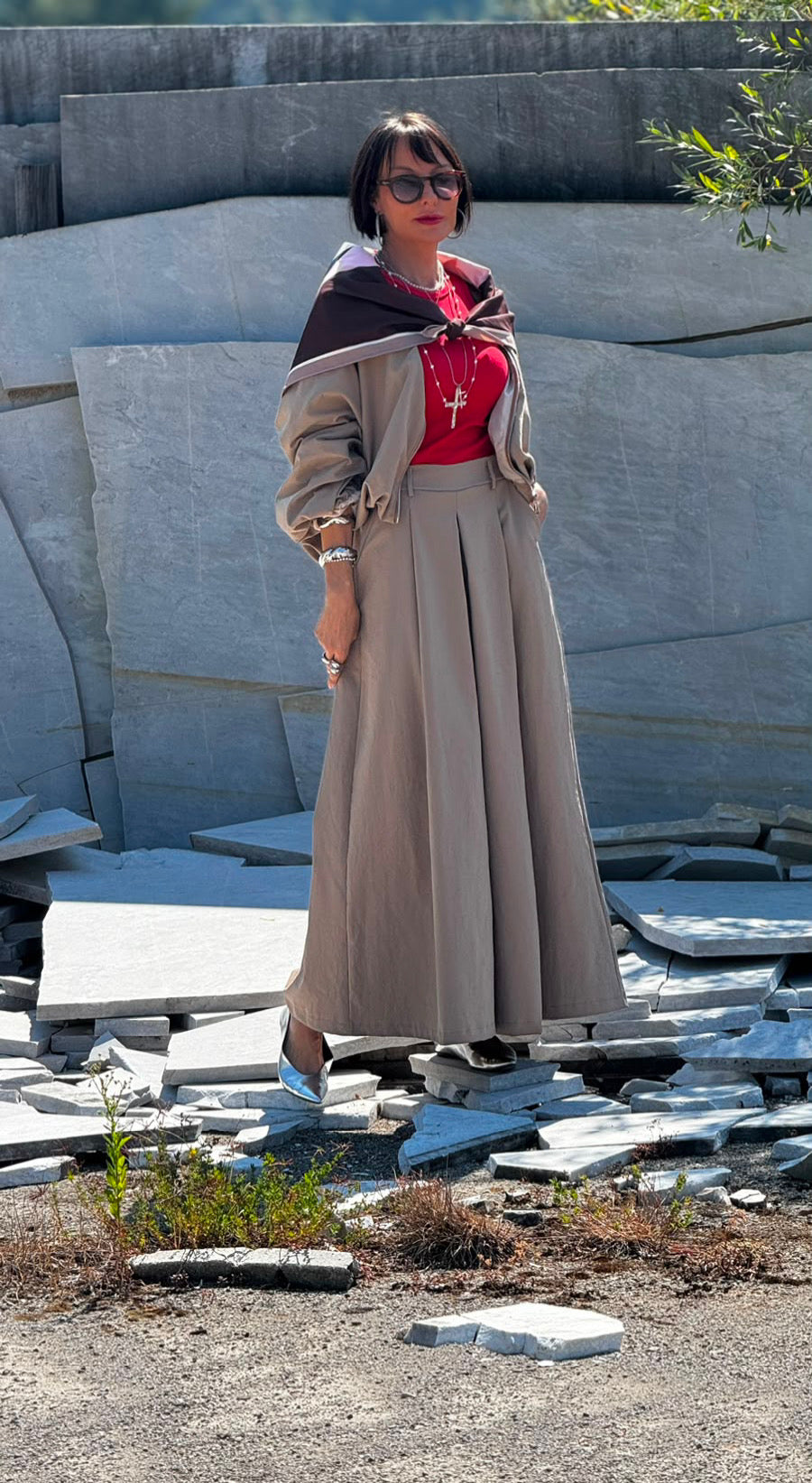 Jacket Lucca incl scarf taupe