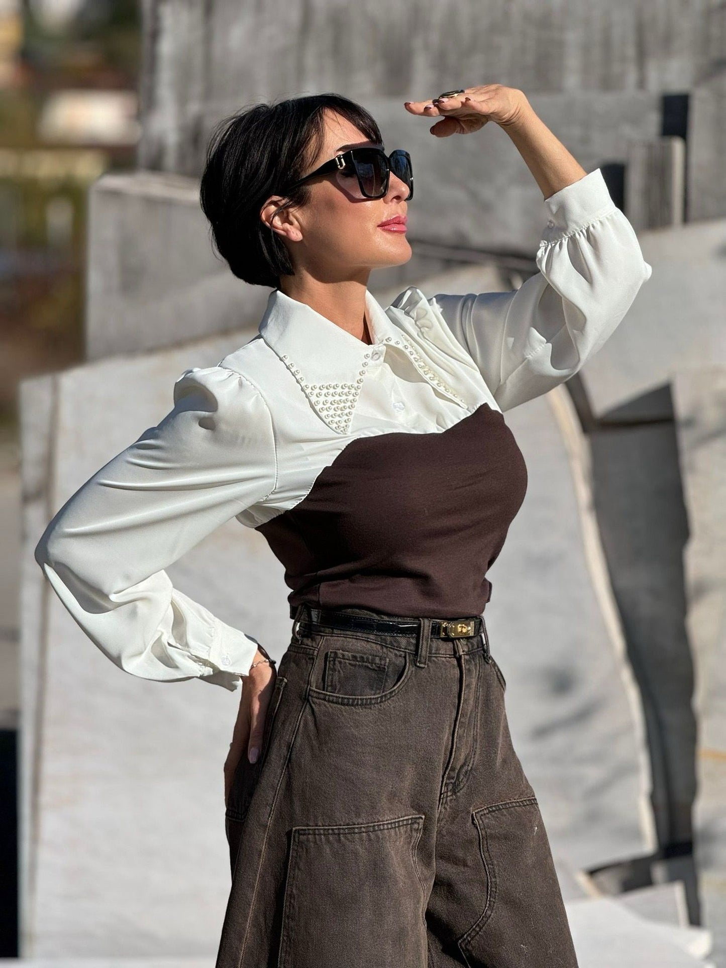 Tirer Ava blanc/brun