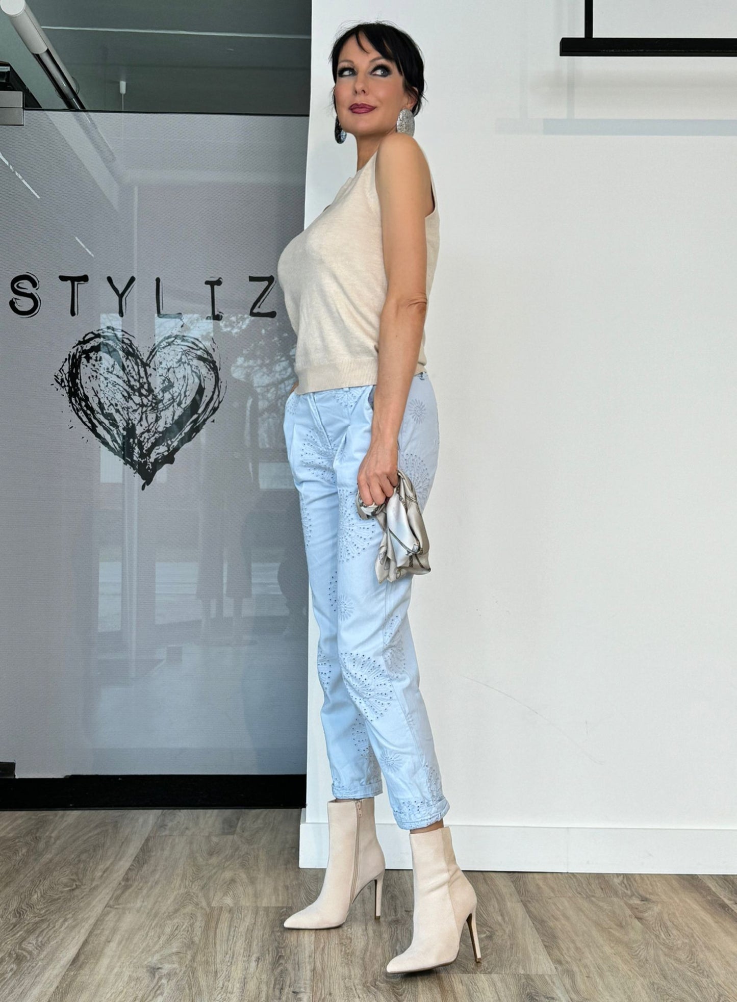 Pants broderie blue