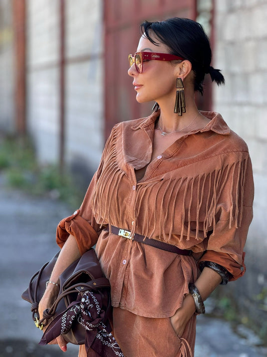 Blouse Alva fringes tangerine