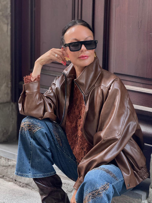 Jacket Elowen leatherlook camel
