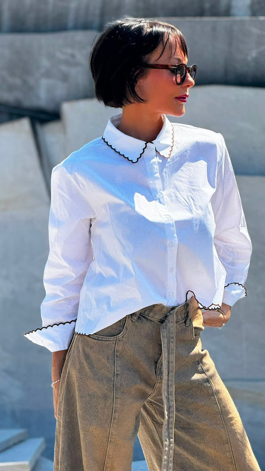 Blouse Lucca collar brown