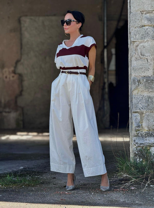 Tee striped burgundy
