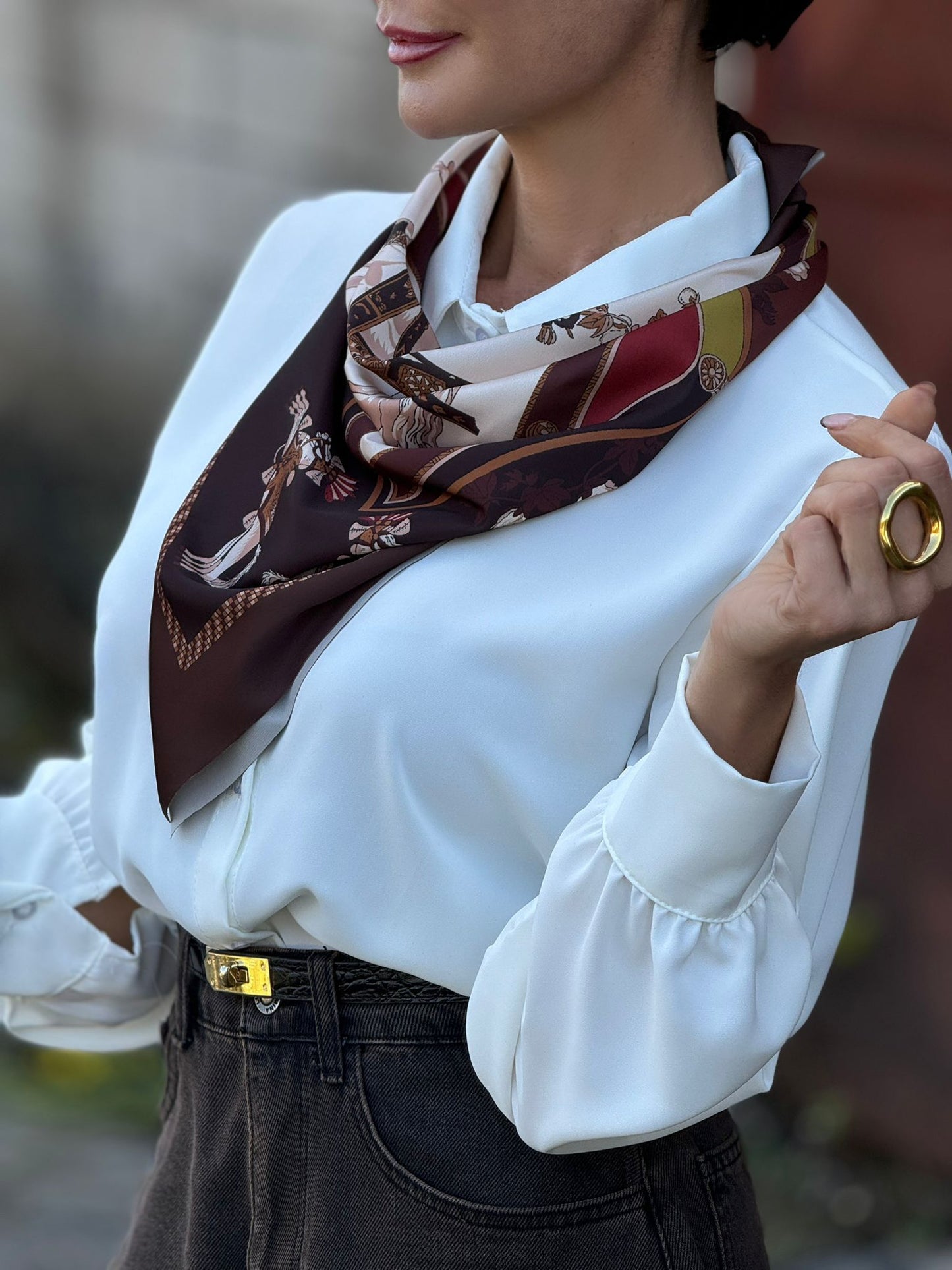 Blouse + scarf Zoe white/black