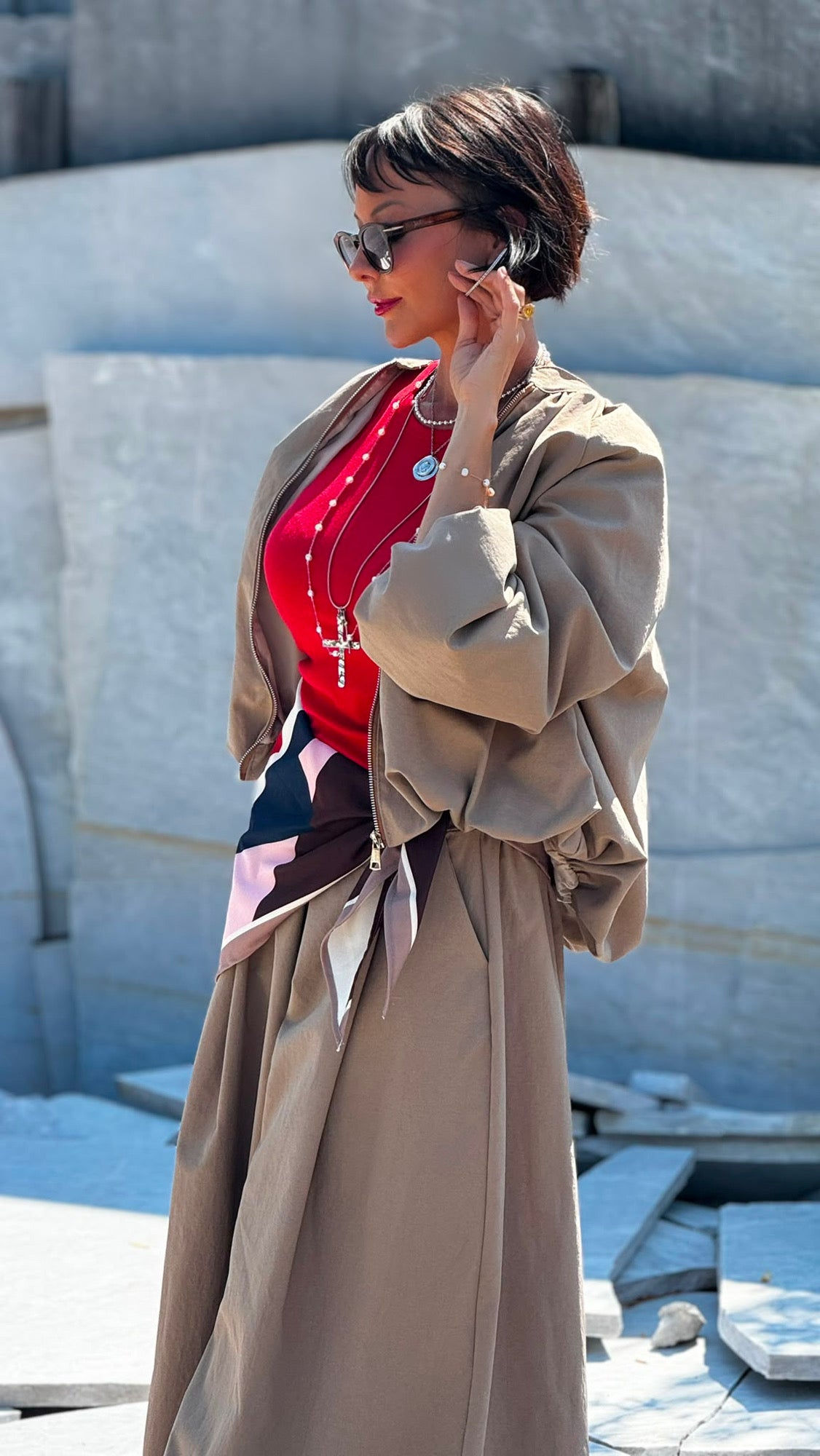 Jacket Lucca incl scarf taupe