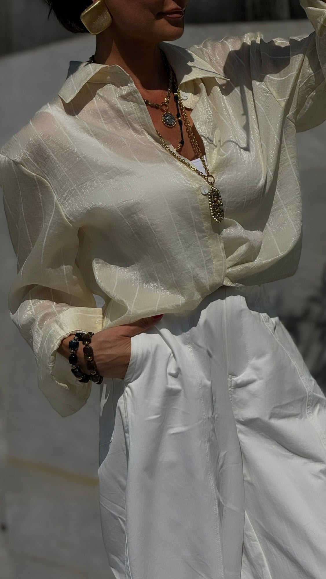 Blouse claire striped cream