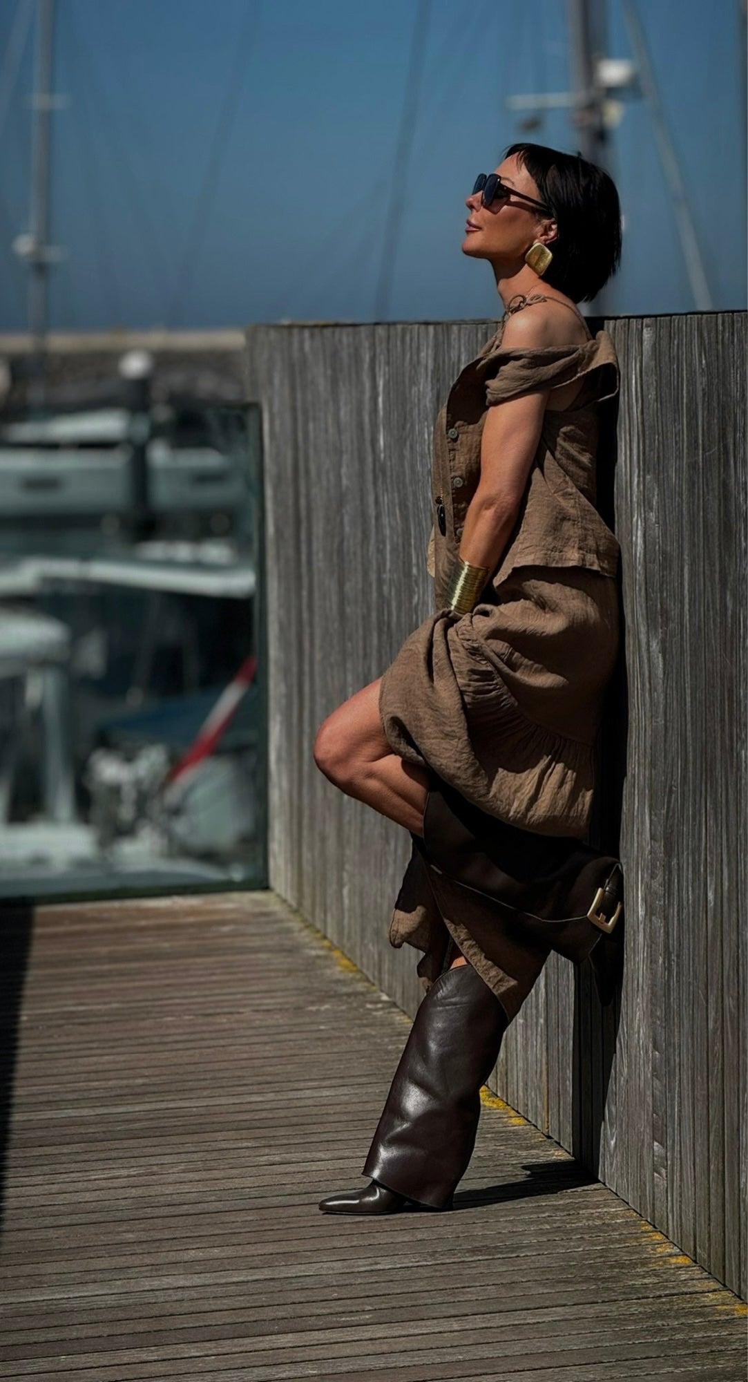 Dress Ina linen camel