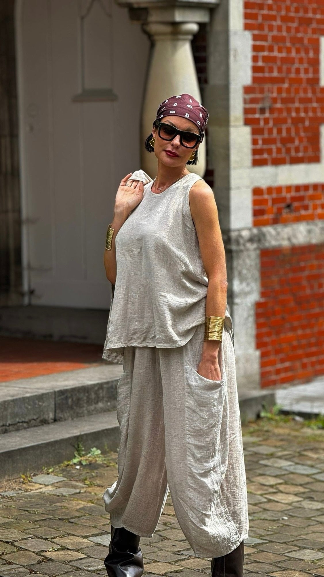 Top linen Sarah taupe