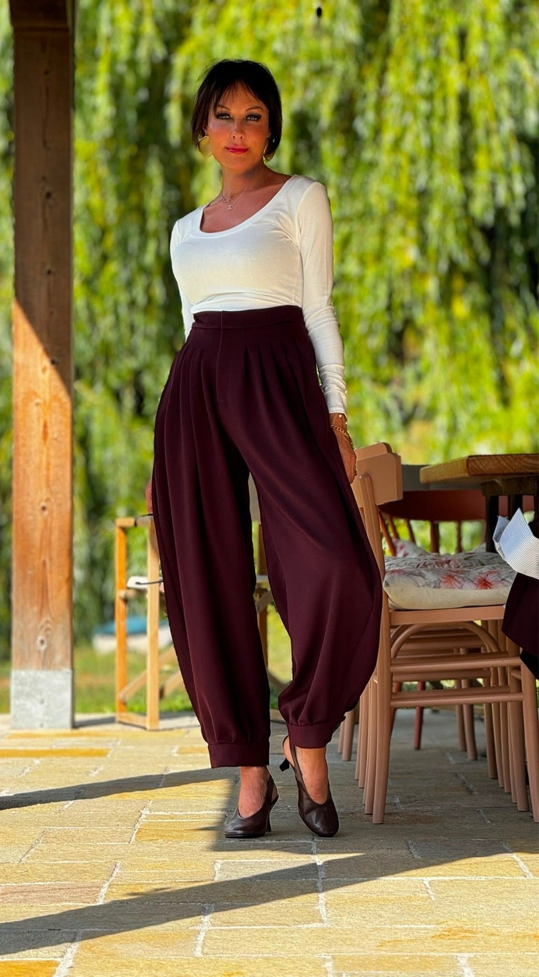Pants Evita burgundy matte