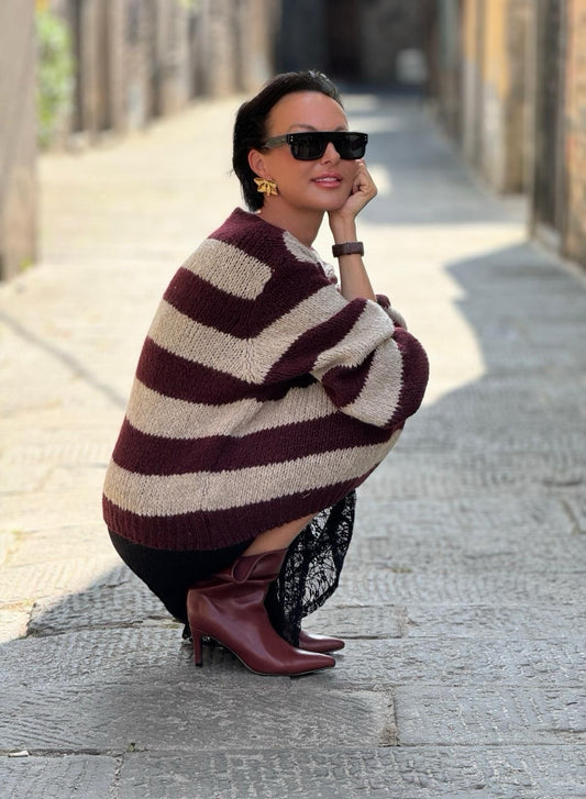 Pull Soraya burgundy striped