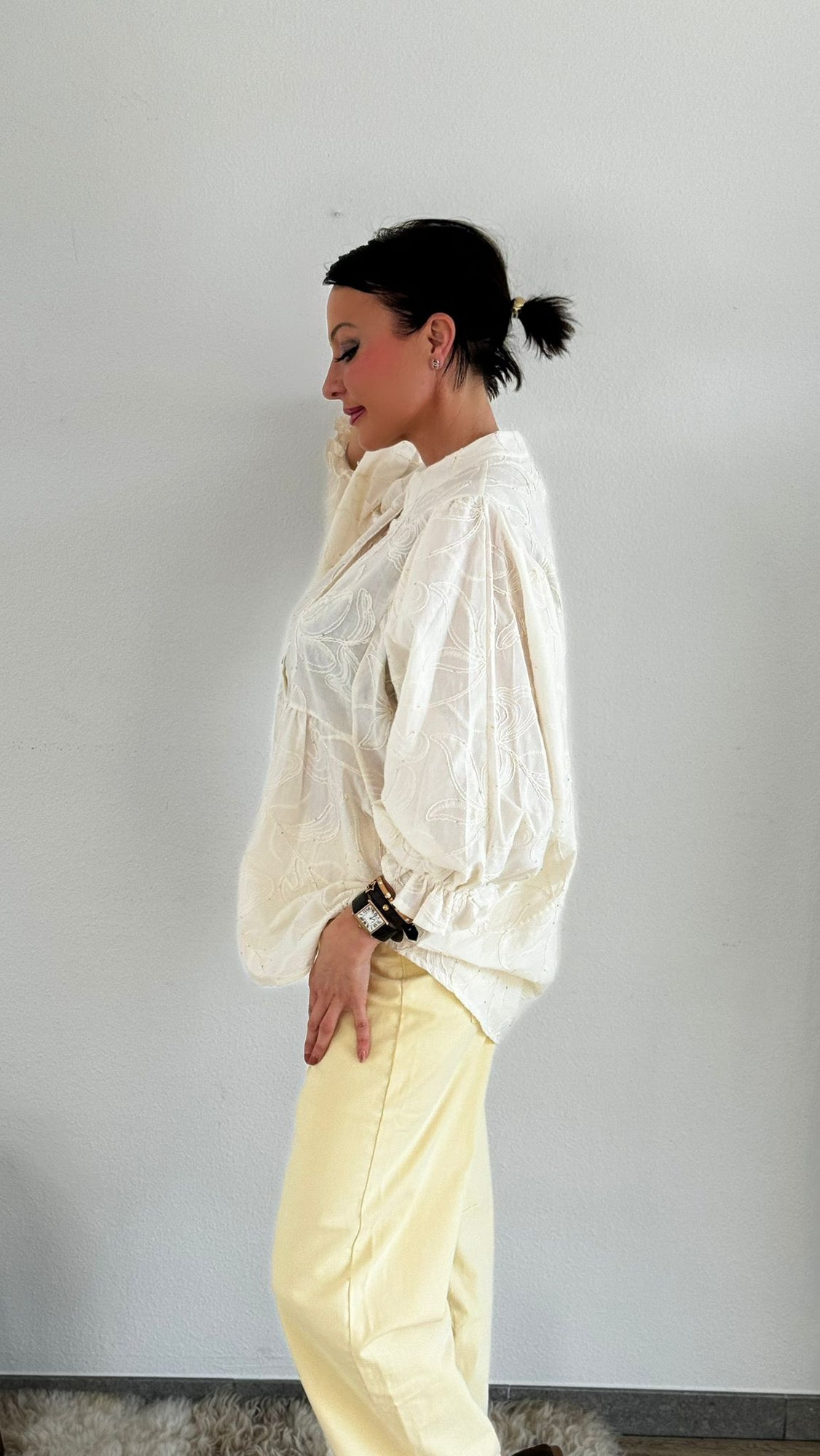 Cream embroidery blouse