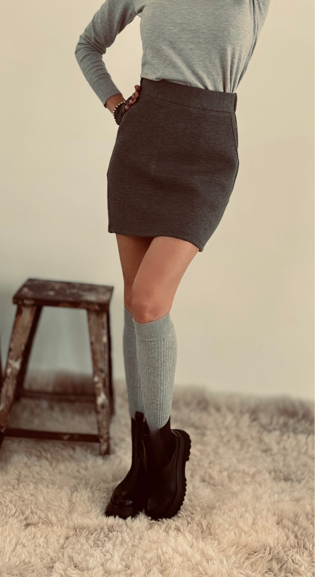 Skirt sweater April grey