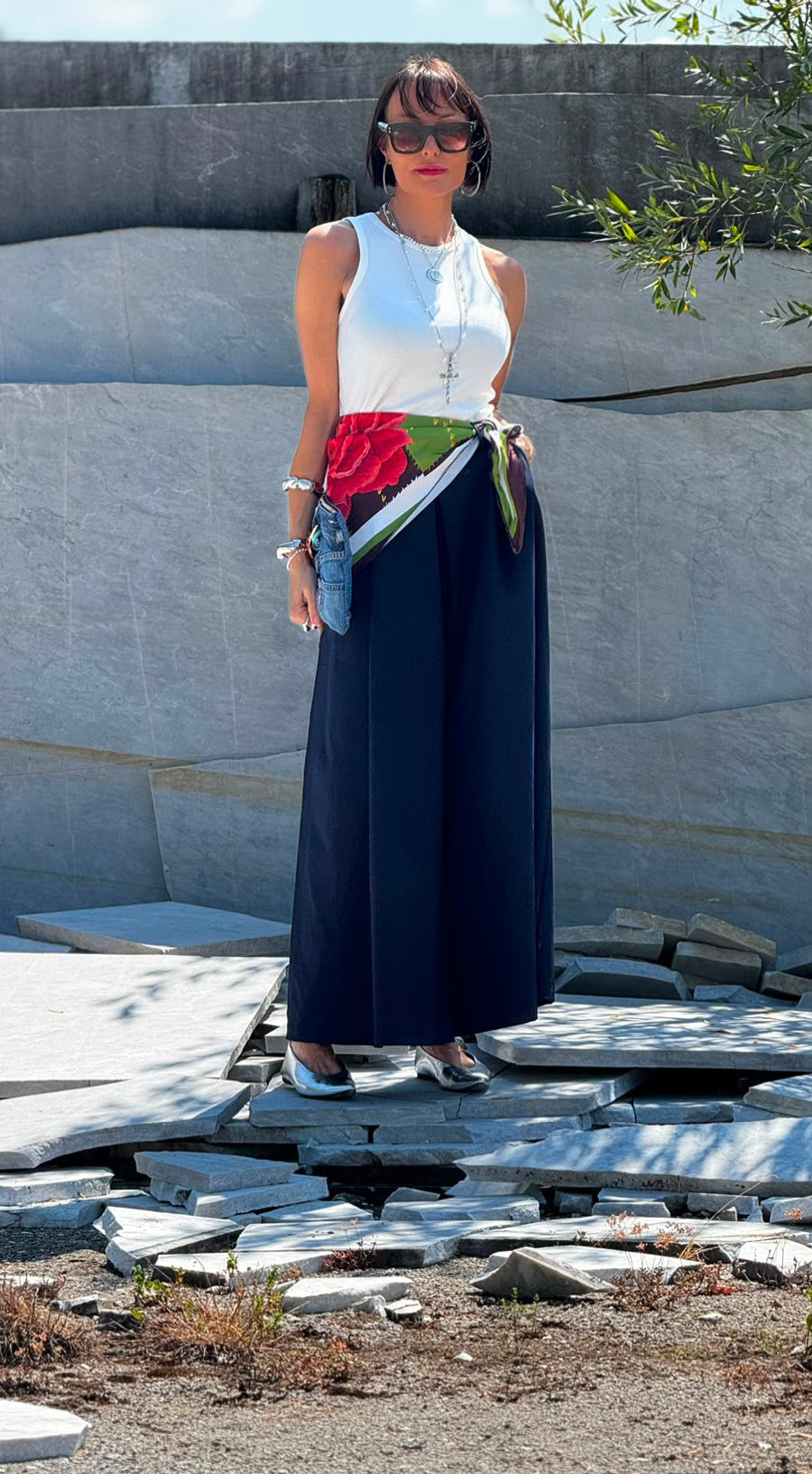 Pants Lucca incl scarf navy