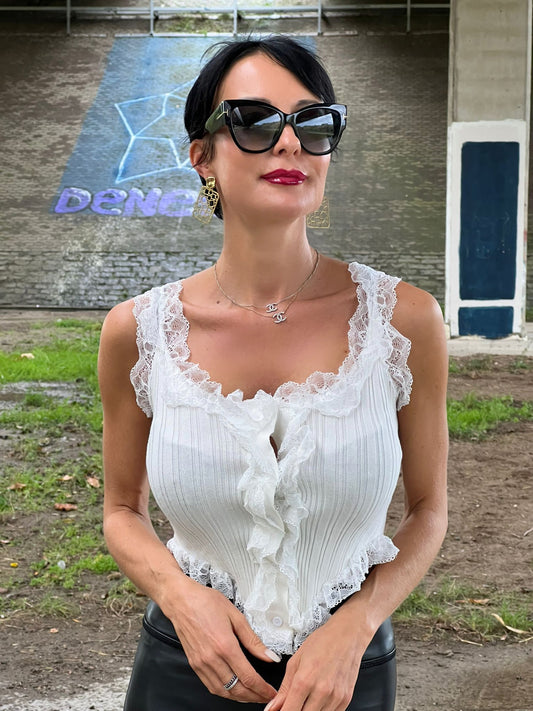 Top frilly white