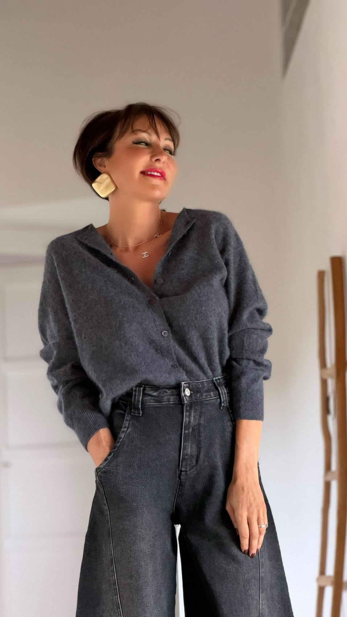 Pull cardigan Chloe grey